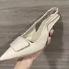 TRAF 2025 Women Fashion Beige High Heels Sexy Pointed Toes Slingbacks High Heelded Shoes Elegant Office Ladies Slingbacks Pumps 6