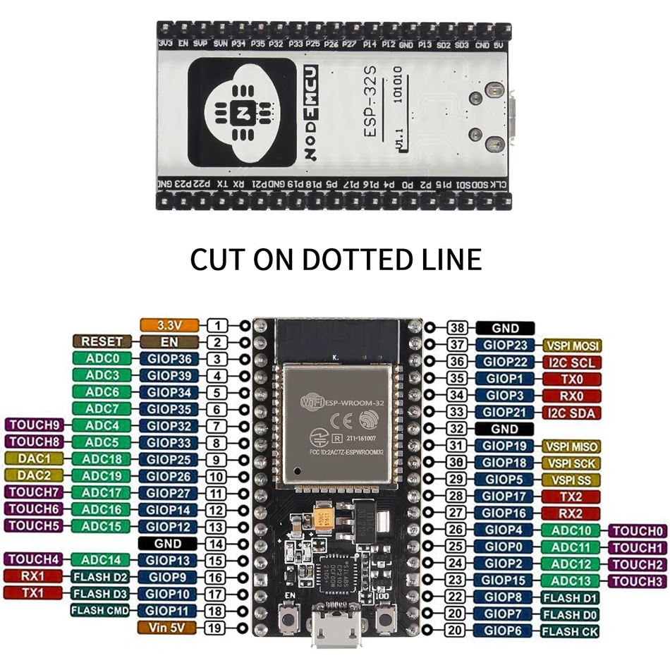 5pcs 38pin Esp-wroom-32 Esp32 Esp-32s Development Board 2.4ghz