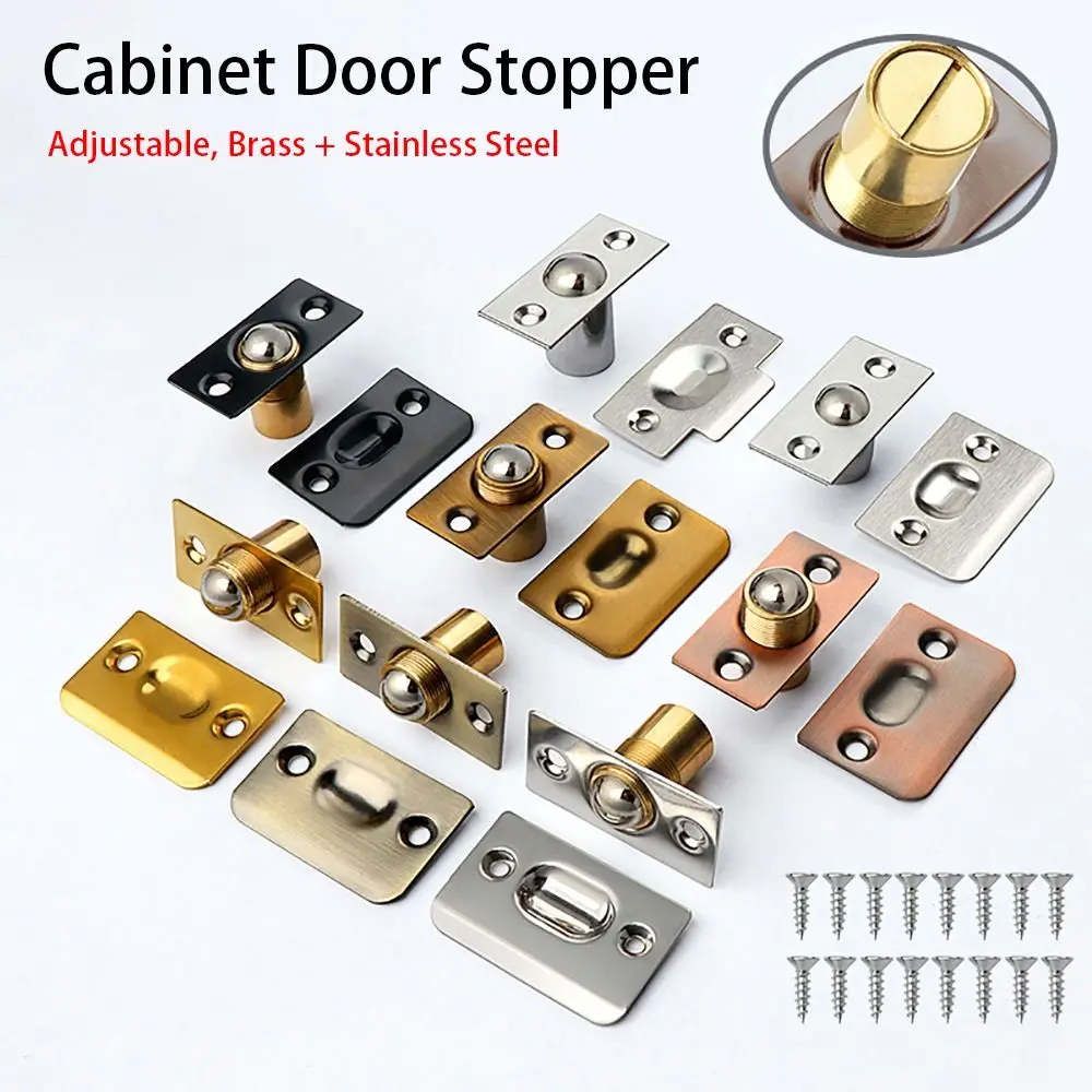 1Set Cabinet Gate Closet Door Ball Catch with Screws Furniture Hardware Door Stopper Adjustable Spring Roller Ball