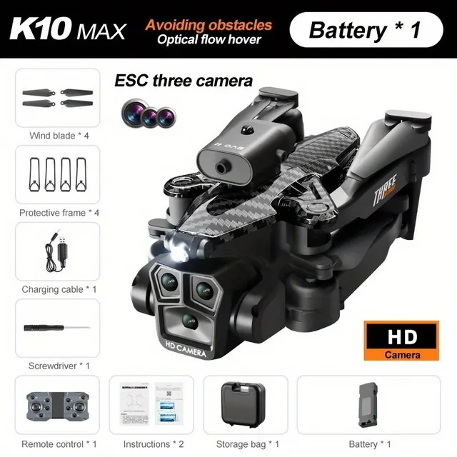 New K10 MAX Drone HD Three ESC Camera Optical Flow Positioning 360° Obstacle Avoidance Wifi FPV RC Foldable Quadcopter Toys Dro 6