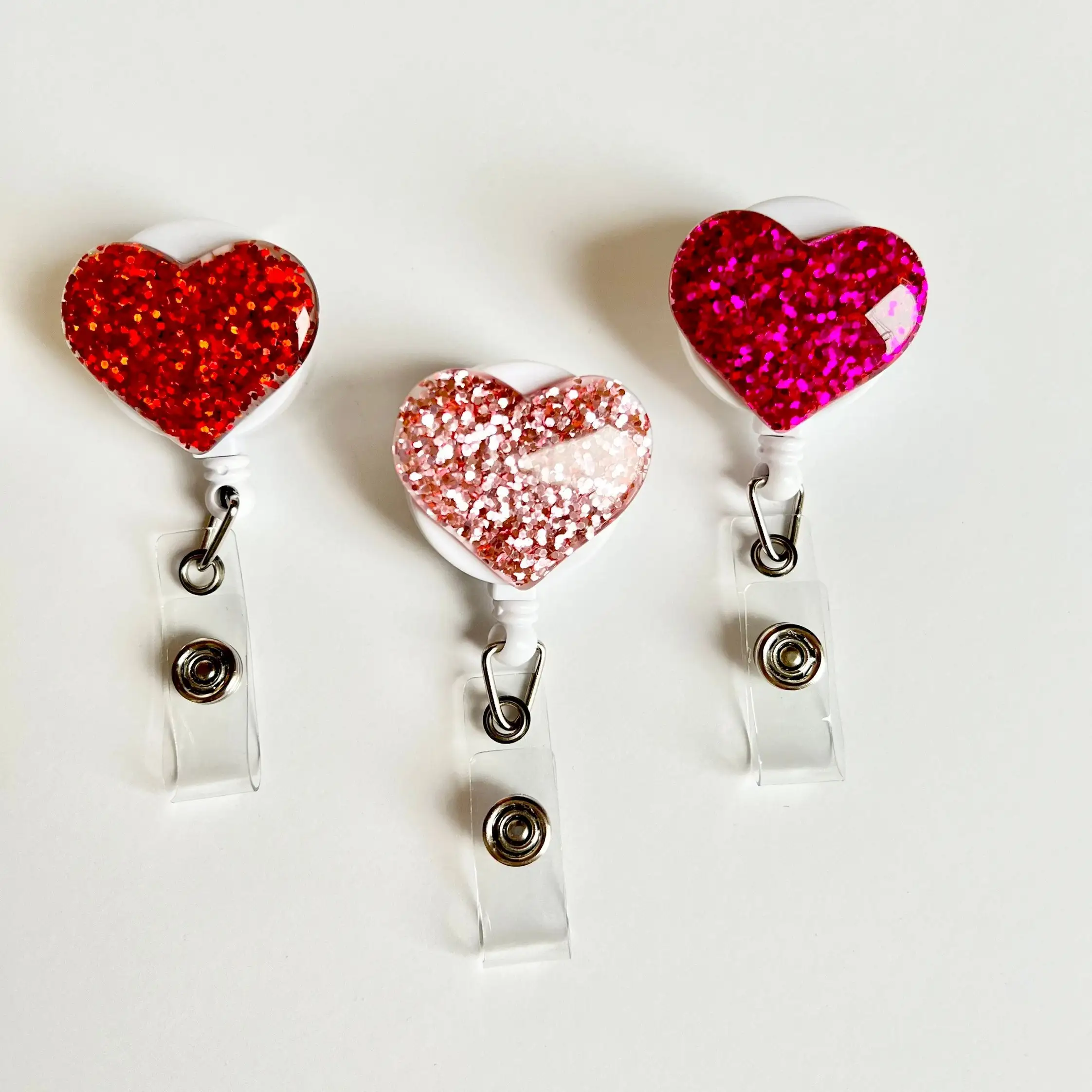

ID Badge Nurse Resin Heart Retractable Nursing Badge Reel Kawaii Business Card Holder Accessories Back Clip Easy Pull Cute