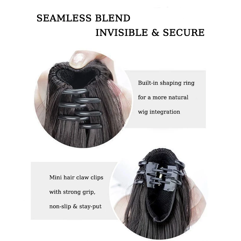 10inch Synthetic Wavy Hair Ponytail Wig Claw Clip Hairpiece Wavy Ponytail Extensions with Crab Hair Clips for Women Daily Use