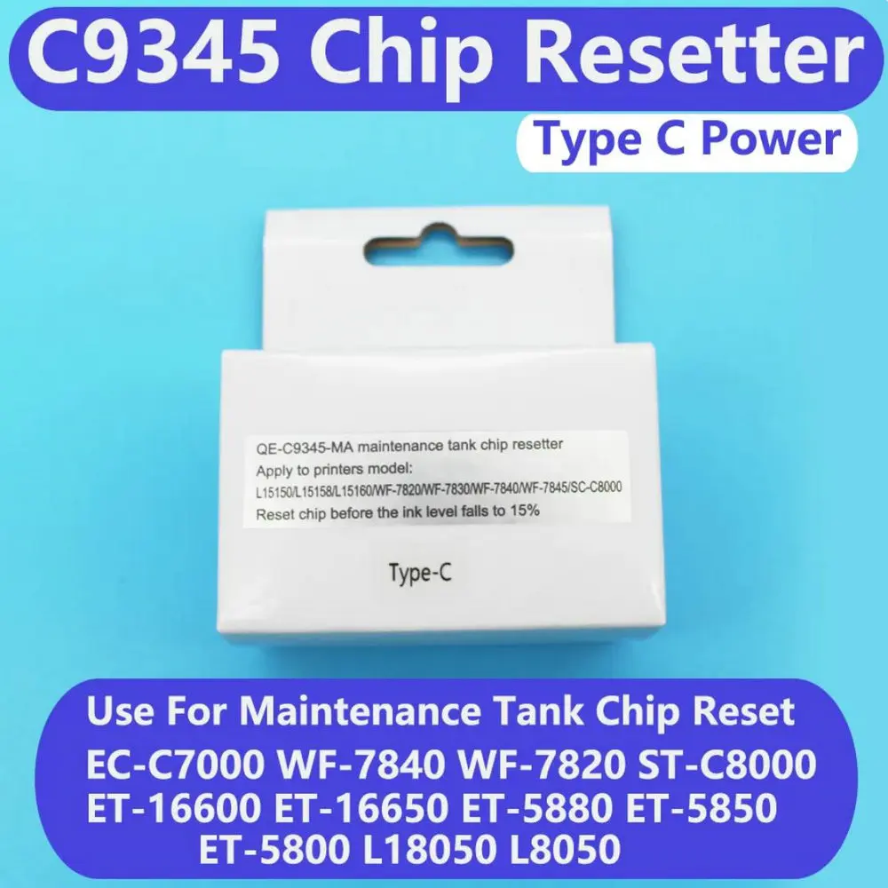 

Type C USB Power C9345 Chip Resetter For Epson L18050 L8050 WF-7830 7840 7820 7845 C8000 C58000 C7000 ET-5850 Maintenance Tank