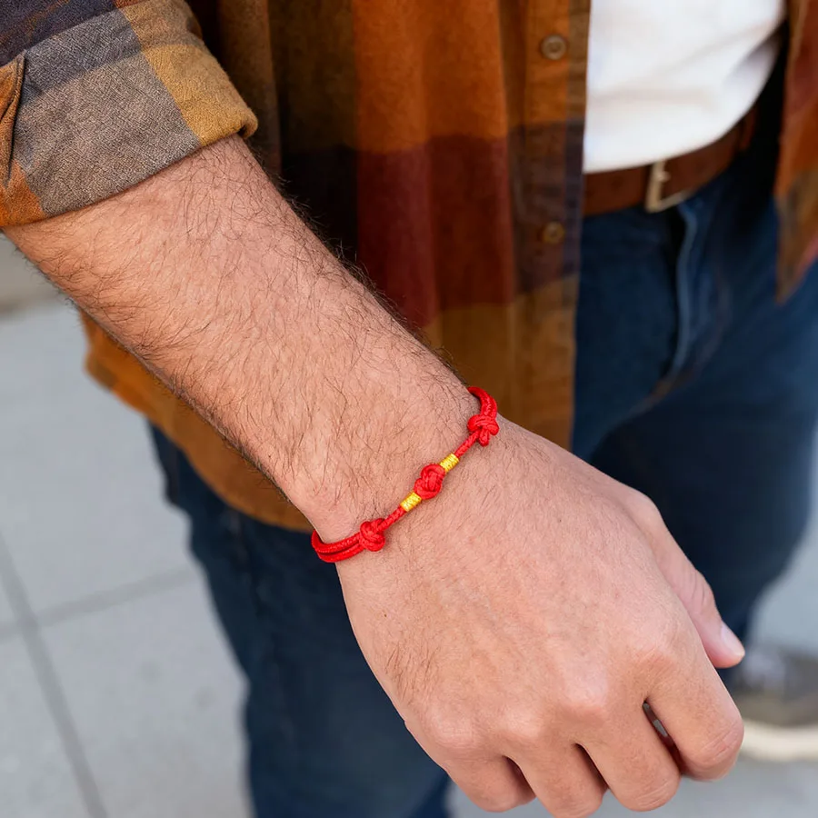 Noter Stilvolles, handgefertigtes geflochtenes Schnurarmband für Männer und Frauen, erstklassiges Seil, lichtbeständig, 4 Farben erhältlich, spezielles Knoten-Charm-Armband