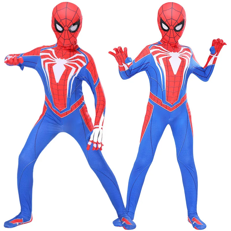 

PS4 Spiderman Costume for Kids Superhero Spider Man Cosplay Costume Bodysuit Mask Zentai Halloween Birthday Party Child Costumes