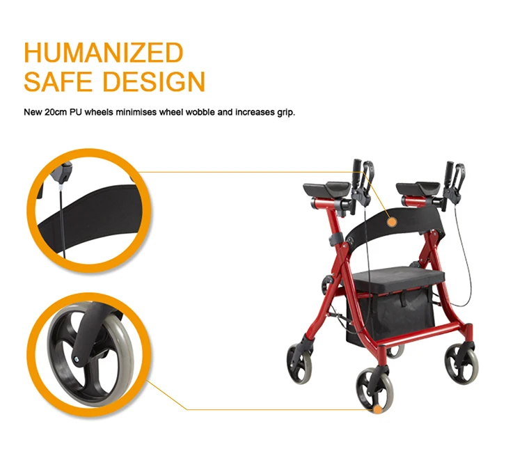 Elderly care foldable forearm rollator walker