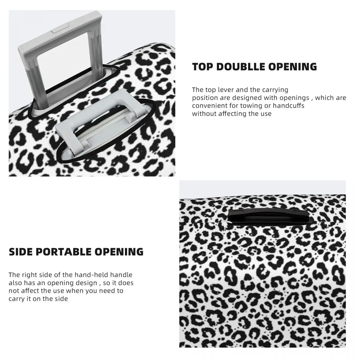 Black White Leopard Print Suitcase Cover Animale Snow Cheetah Fun Business Protection Luggage Case Vacation 4