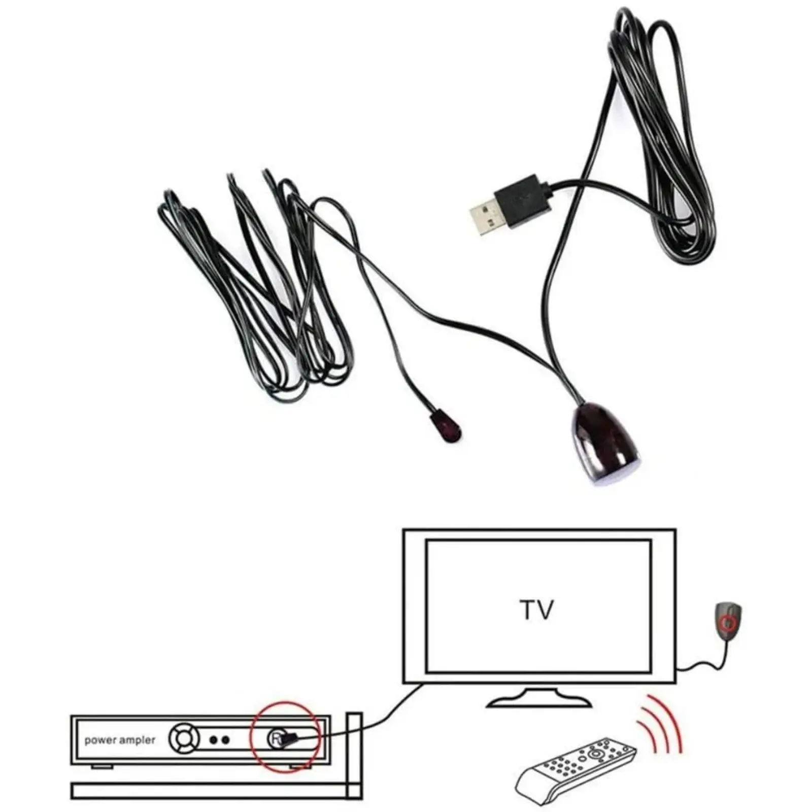 IR Infrared Remote Control Receiver Extender Repeater Emitter USB Adapter For TV/DVD Players/STBs/Cable Boxes - 6