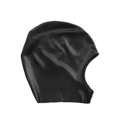 Faux Leather Gothic Hood with Open Mouth and Blindfold for Cosplay and Club Wear (Black)