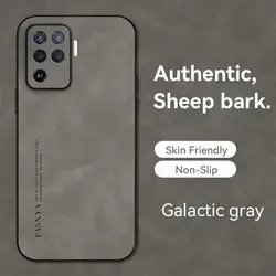 Luxury Sheepskin Leather Retro Men's Back Cover for Reno 9 Pro Plus 5G (Gray)