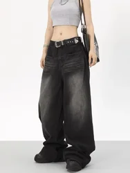 2024 New Black High Waist JeansY2K Harajuku Streetwear Baggy Jeans Hip-hop Women Pants Autumn Straight Wide Leg Trousers Women