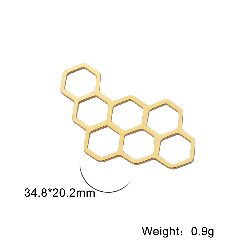 5 teile/los Großhandel Waben anhänger Zubehör 34,8x20,2mm Edelstahl Charms für Schmuck machen DIY Halskette Geschenke – Detail 9