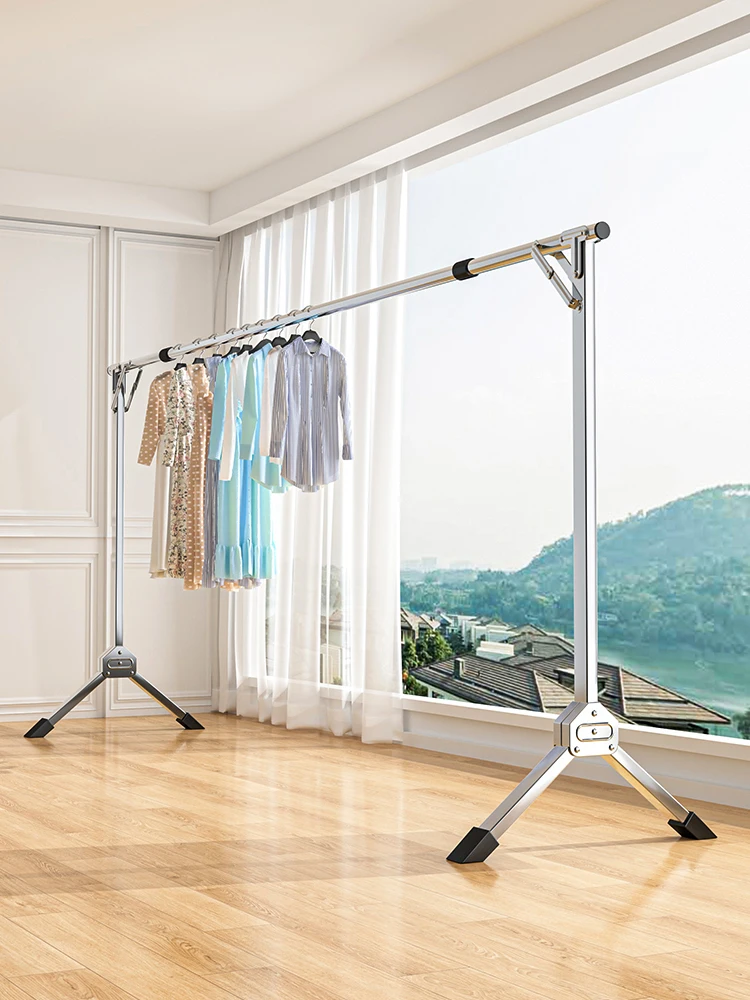 Simple Portable Clothesline Stand Bedroom Balcony Baby Clothes Drng Ra Multi-Functional Stainl Steel und Mounted