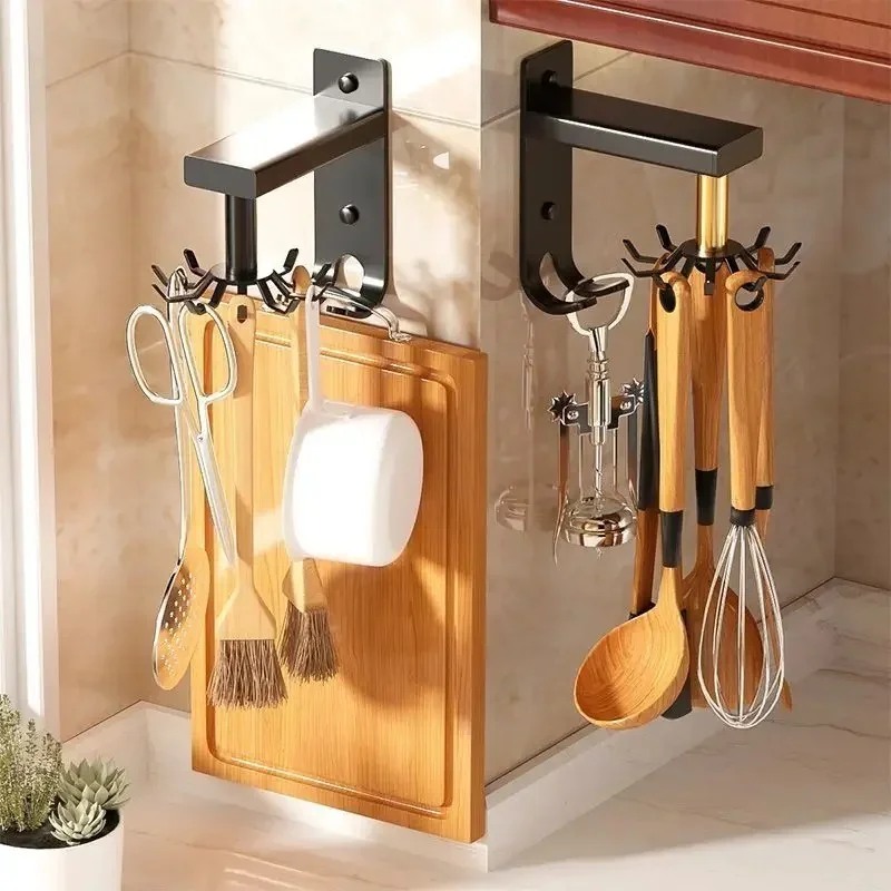 Universal Kitchen Hook Multi-Purpose 360 Degrees Rotatable Rack Organizer Spoon Storage Hanger Home Kitchen Accessories 2