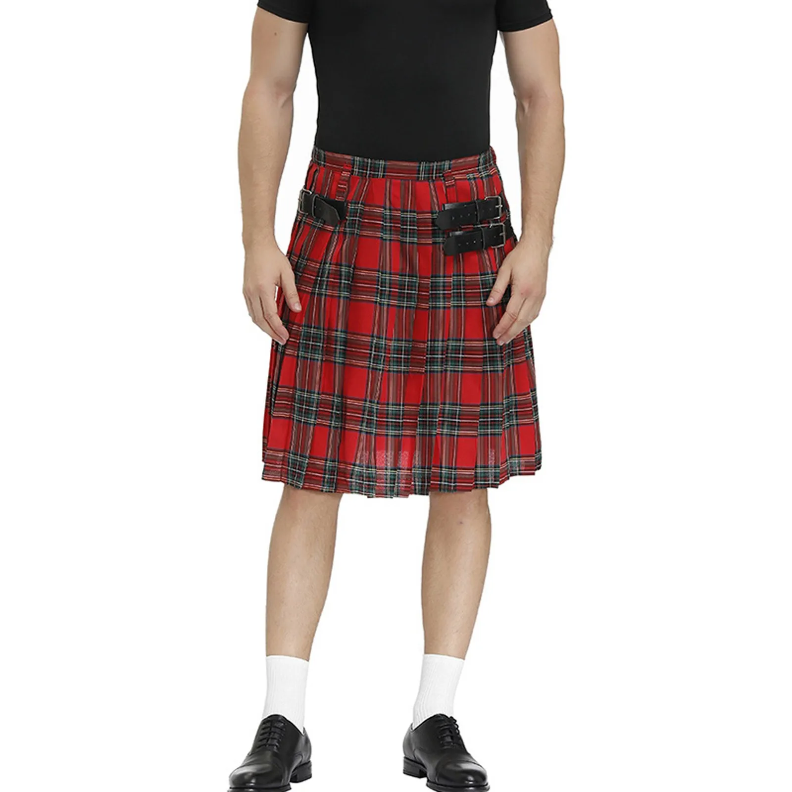 Nieuwe Geruite Plooirok Voor Heren Schotse Vakantiekilt Kostuum Traditionele Kostuumpodiumrok Rood Blauw Groen Bruin