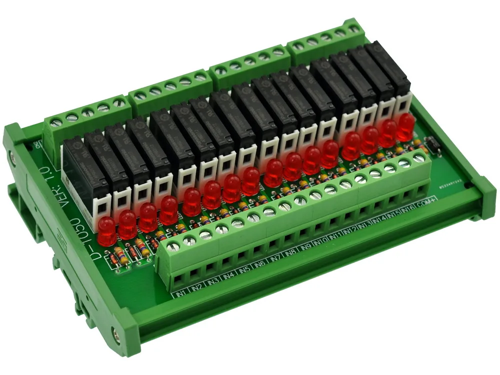 

CZH-LABS Slim DIN Rail Mount DC12V Sink/NPN 16 SPST-NO 5A модуль реле мощности, APAN3112