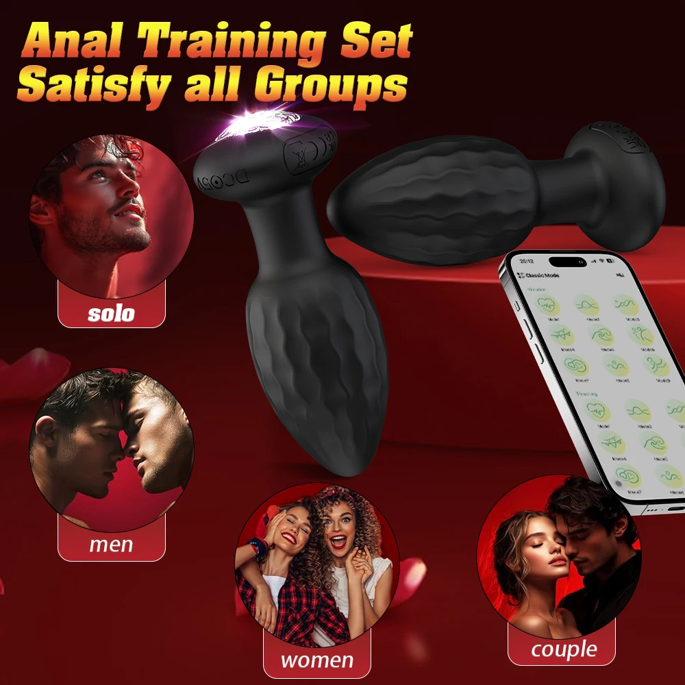 APP Control Anal Plug Vibrator with LED Light Blue-tooth Butt Plug Vibrator Prostate Massager Sex Toys for Women Men Adult 3
