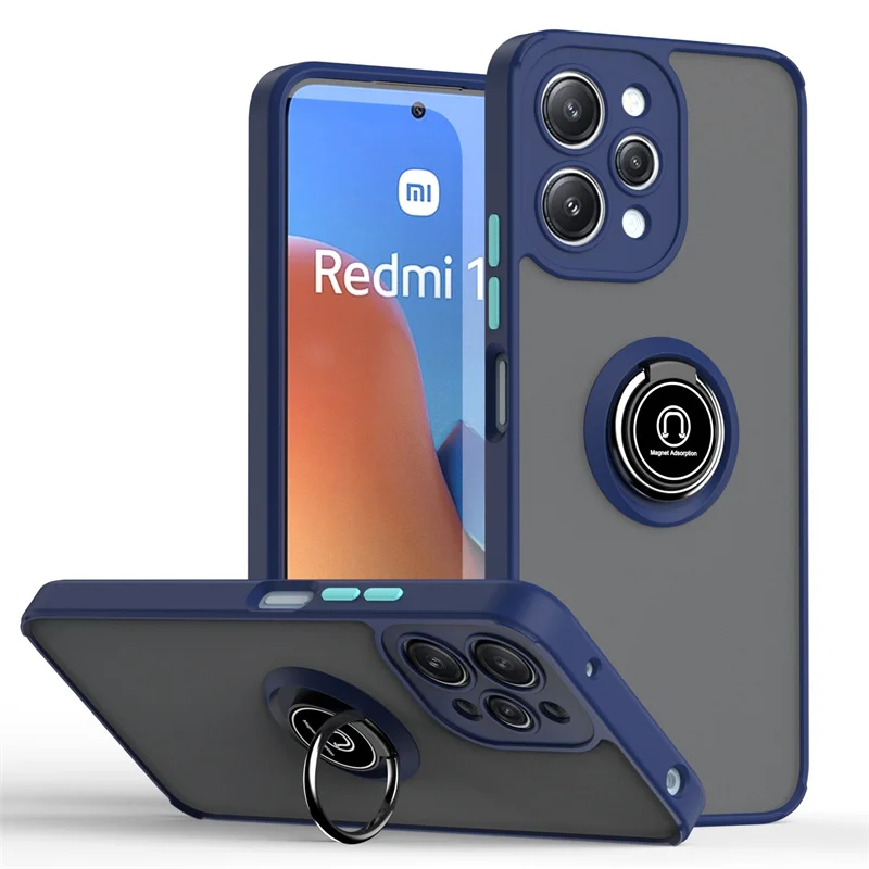 Magnetic Ring Stand Shockproof Armor Phone Case with PC Back Cover