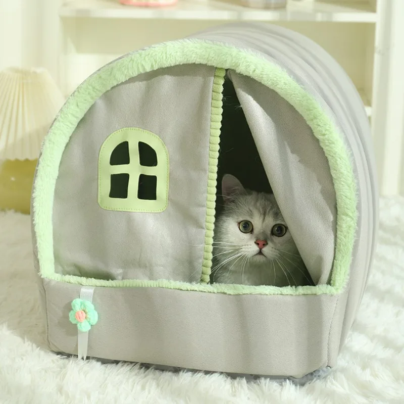 

Cat Nest Four Seasons Universal Pet Bed Closed Kitten House Winter Warm Sleeping Shelter Dog Bed Tent Pet Supplies Accessories