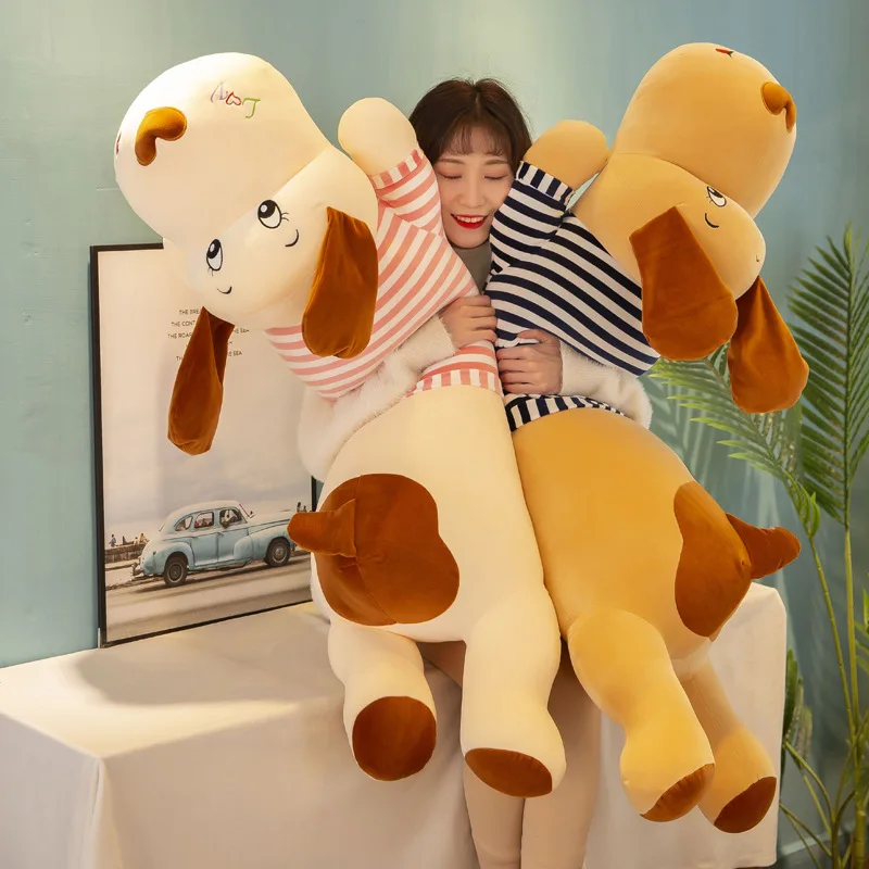 40-140cm New Soft Body Couple Striped Big Dog Doll Stuffed Animal Home Decoration Sofa Pillow Children Girl Holiday Gift Toys