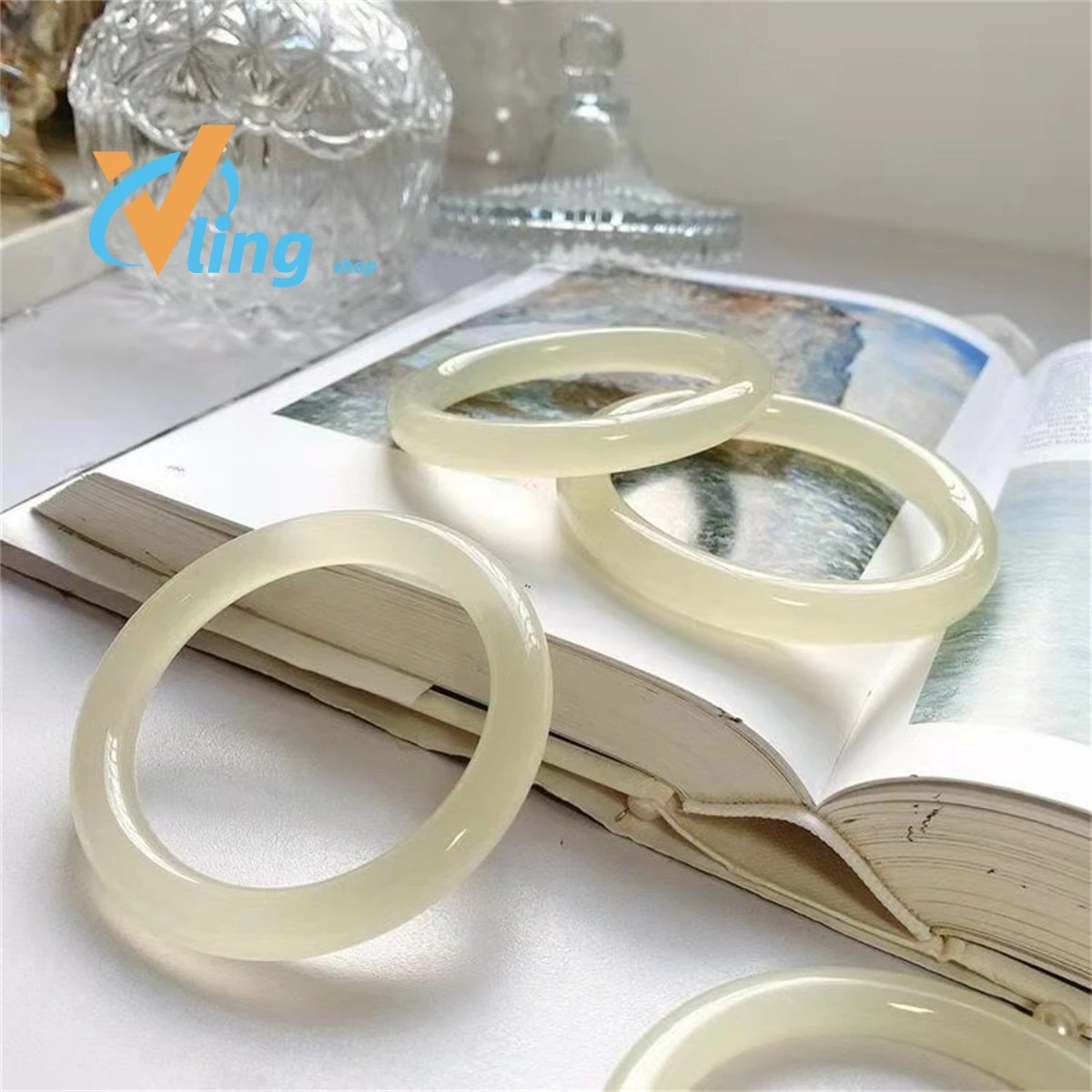 Afghanistan Blue And White Jade Round Bracelet Women's Jade Bracelet Manufacturer Jade Bracelet Bracelet Wholesale