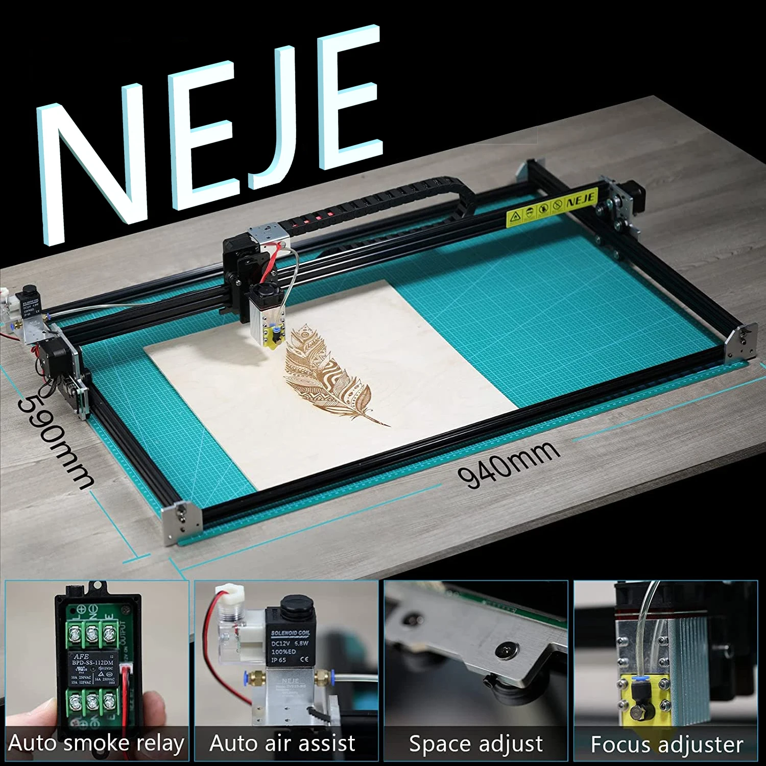 NEJE3 Max 460x810mm CNC Desktop Laser Engraver Wood CNC Router Engraving Cutting Cutter Printer Woodworking Lightburn cnc wood router