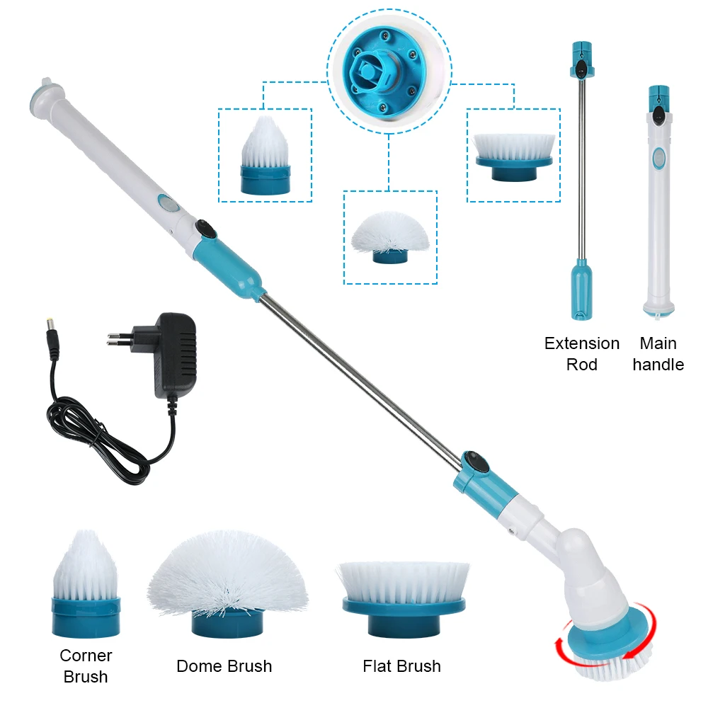 1200mAh Rechargeable Electric Scrubber with Detachable Head,Household  Kitchen Cleaning Tool,Bathroom Electric Cleaning Brush (25*11cm)