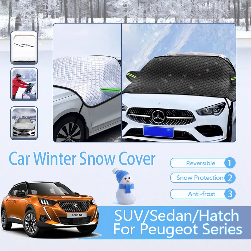 

Car Winter Snow Ice Shield For Peugeot Series Black White Snow Full Wrapped Windshields Snow Cover Double Sided Auto Accessories