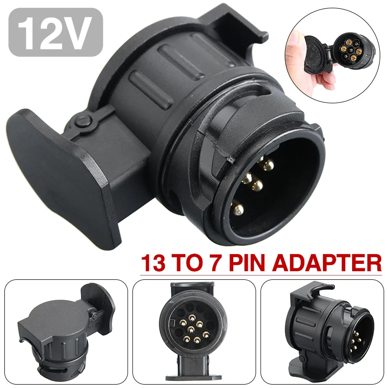 

1pcs 12V 13 To 7 Pin Trailer Connector Towbar Towing Socket Plug Waterproof RV Plugs Socket Adapter Protect Accessories