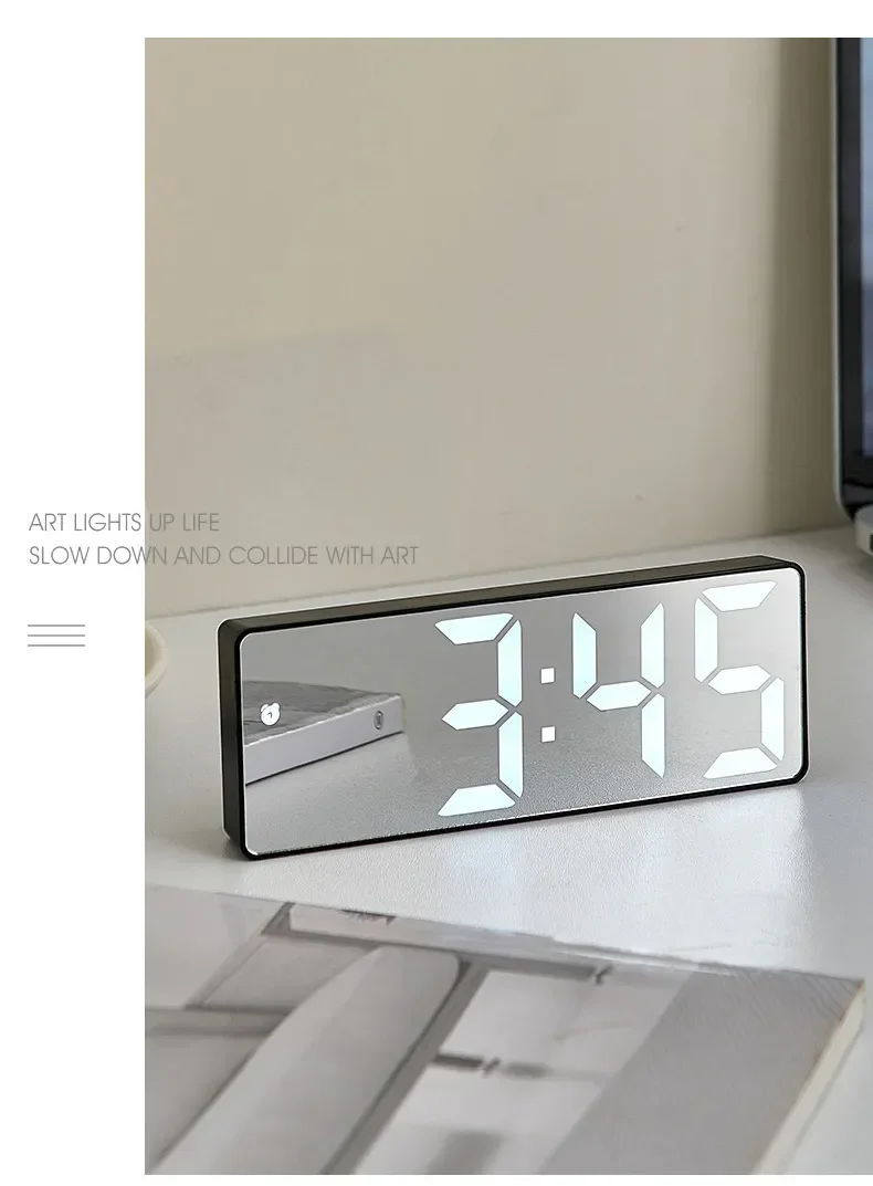 LED Digital Electronic Clock Backlit Large Digital Alarm Clock Temperature Calendar Bedside Table Lamp Night Light Home Decor