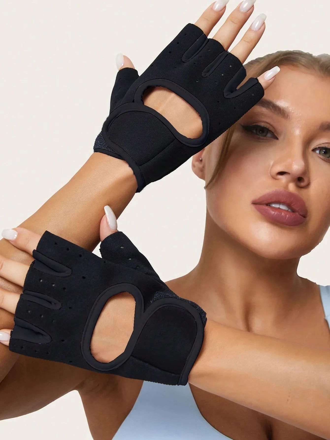 1 pair of fitness breathable exercise men and women training horizontal bar cycling half finger wrist guard anti slip gloves 5