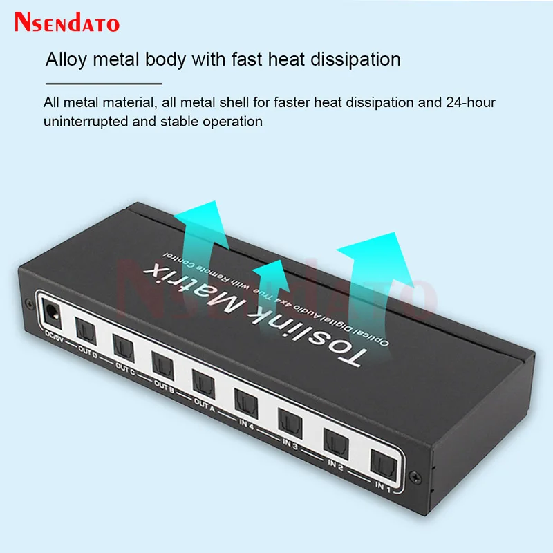 4x4 Toslink Audio Matrix Switch Splitter SPDIF TOSLINK Digital Optical Audio Converter 4x4 True Matrix Selector 4 In To 4 Out