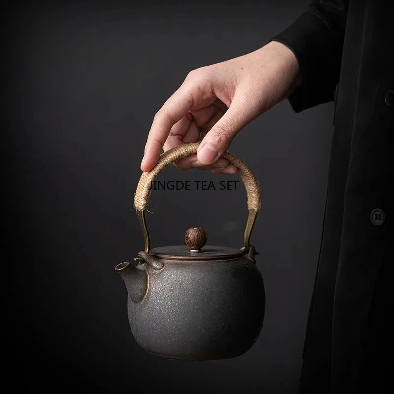 475ml Japanese style retro ceramic teapot for home use large capacity tea making tea set Kung Fu tea set accessories