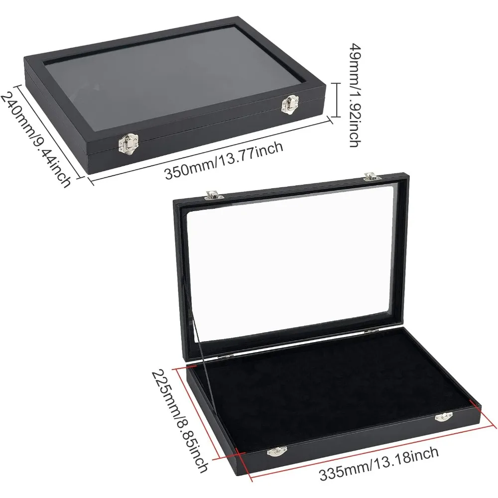 1pc Pin Display Cases 13.8x9.4x2 Inch Badge Storage Showcase Display Boxes for Hard Rock Badges Medals Collectible-Black