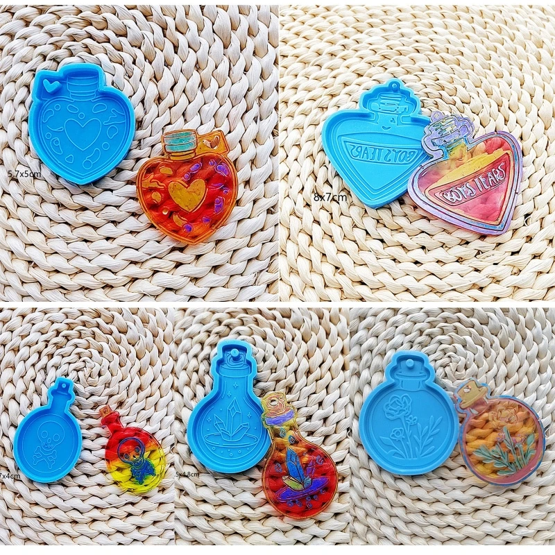 

5Pcs Bottle Resin Silicone Pendant Mold for DIY Keychain Homemade Pendant