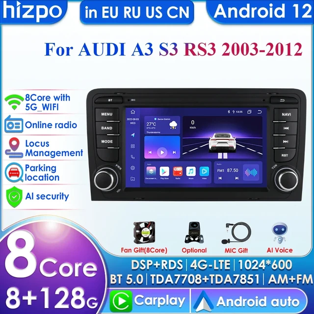 Pour Audi A3 8P RS3 Sportback 2003 2013 Car Play Android 12 Radio