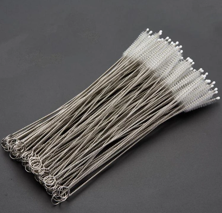 

500pcs/lot 230*50*12mm Nylon Tube Brushes Straw Brush Stainless Steel Wash Drinking Pipe Cleaning Brush