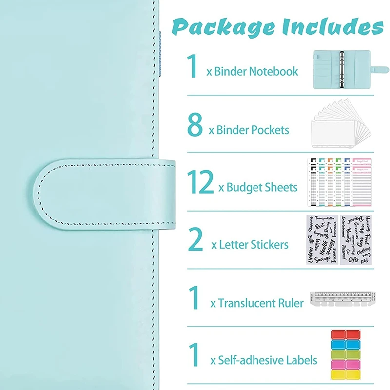 주머니가 있는 돈 예산링 바인더-정리함 바인더, 현금 채우기 예산지갑, 현금 절약용 플래너 바인더, A6