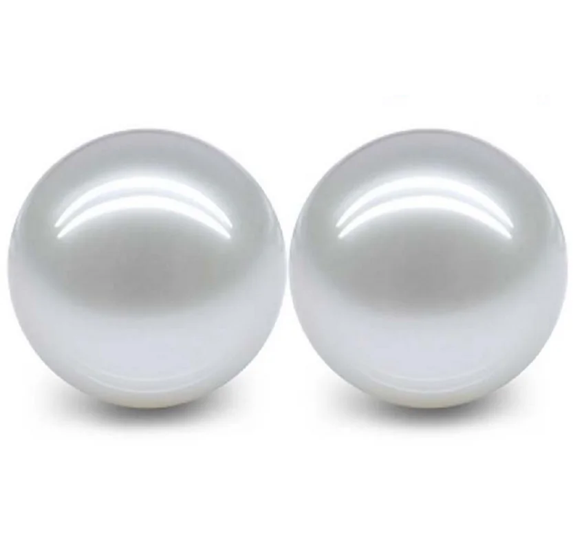 

Pair of Huge Size 16-17mm Natural Sea Genuine White Round Jewelry Loose Pearl Gemstones