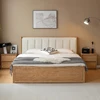 Wooden Simple Bed Leather European Tatami Sofa Modern Storage Platform Bed Multifunctional Floor Muebles Lounge Suite Furniture 4
