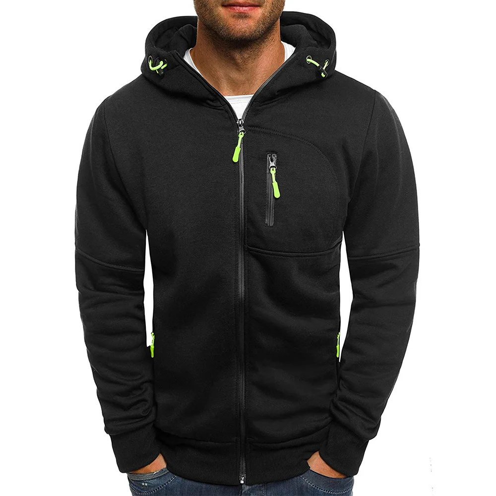 Men Casual Autumn Zip Up Hoodie Sweatshirt