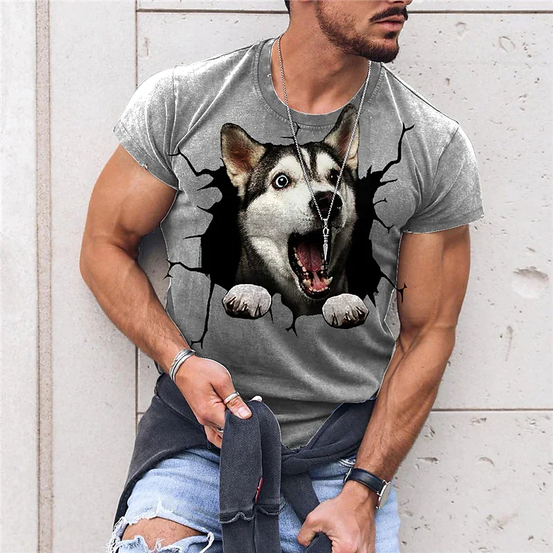 

2024 New Men's T-shirt Pet Print Shirt Funny Clothing Summer Fashion Short Sleeve Tees Unisex Oversized Breathable Streetwear