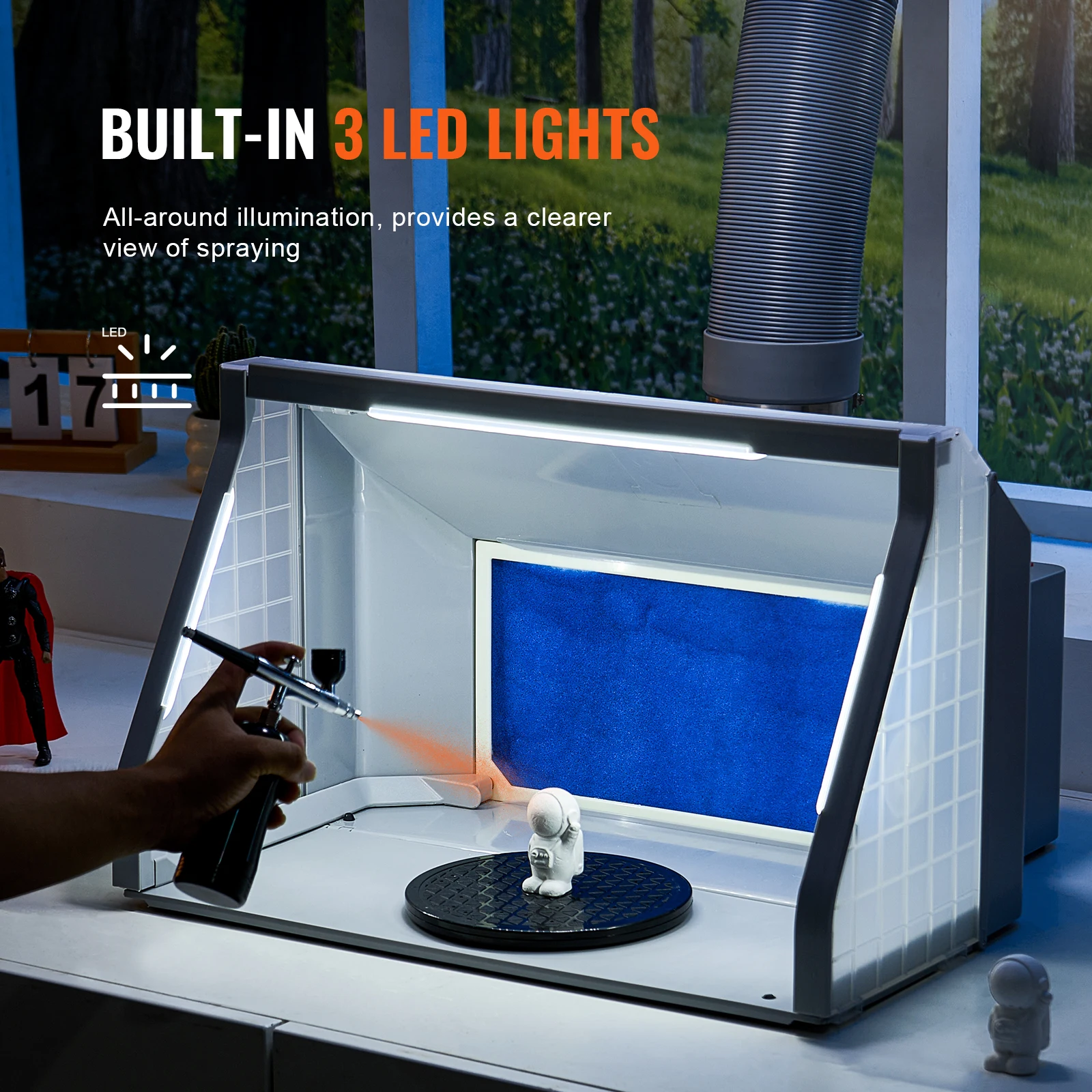 Portable Airbrush Spray Booth Kit with Dual Fans and LED Lights