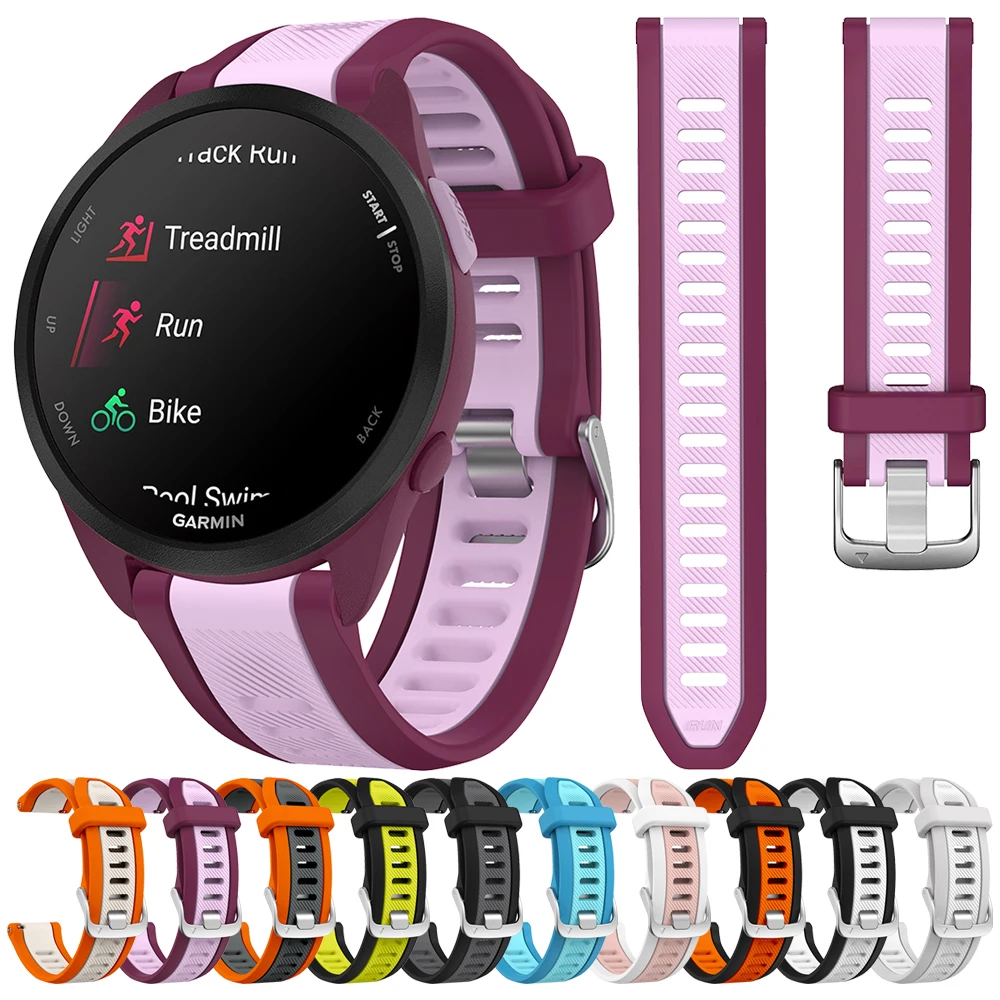 

Ремешок для часов Garmin Forerunner 165 Music 245 55/Vivoactive 5/CAME 2 Plus Sq, двухцветный спортивный силиконовый ремешок, быстросъемный 20 мм