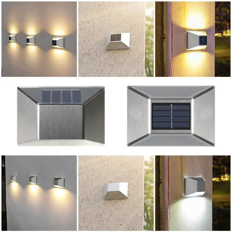 1PC Solar Wall Lights Fence Up Down LED Sunlight Lamps Outdoor Waterproof Solar Stairs Wall Lamp For Backyard Garden Garage Path