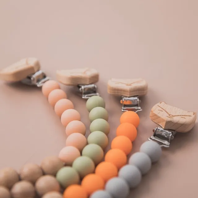 Baby Handmade Pacifier Chain Clip Dummy Nipples Holder Fox Clips Holder Chain For Infant Feeding Toddler Chew Toy Clips BPA Free 6