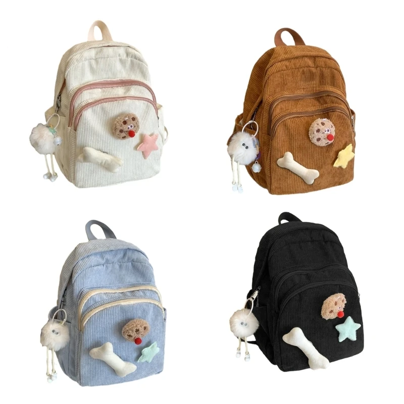 Casual Backpack Corduroy Book Bag Travel Daypack Lightweight Backpack