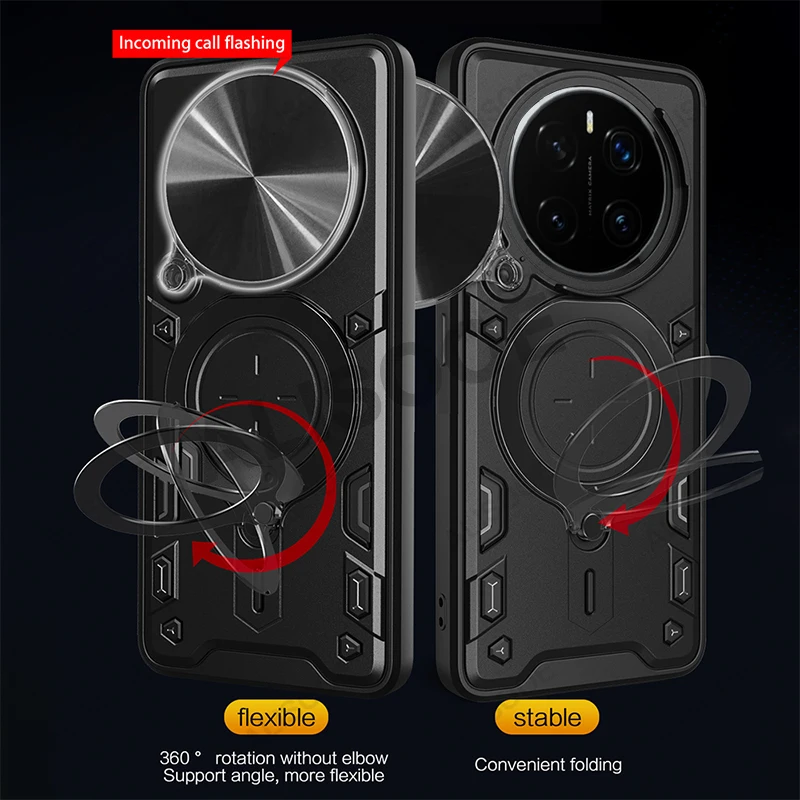 Enhanced Protection Armor Case with Slide Camera Cover and Ring Stand