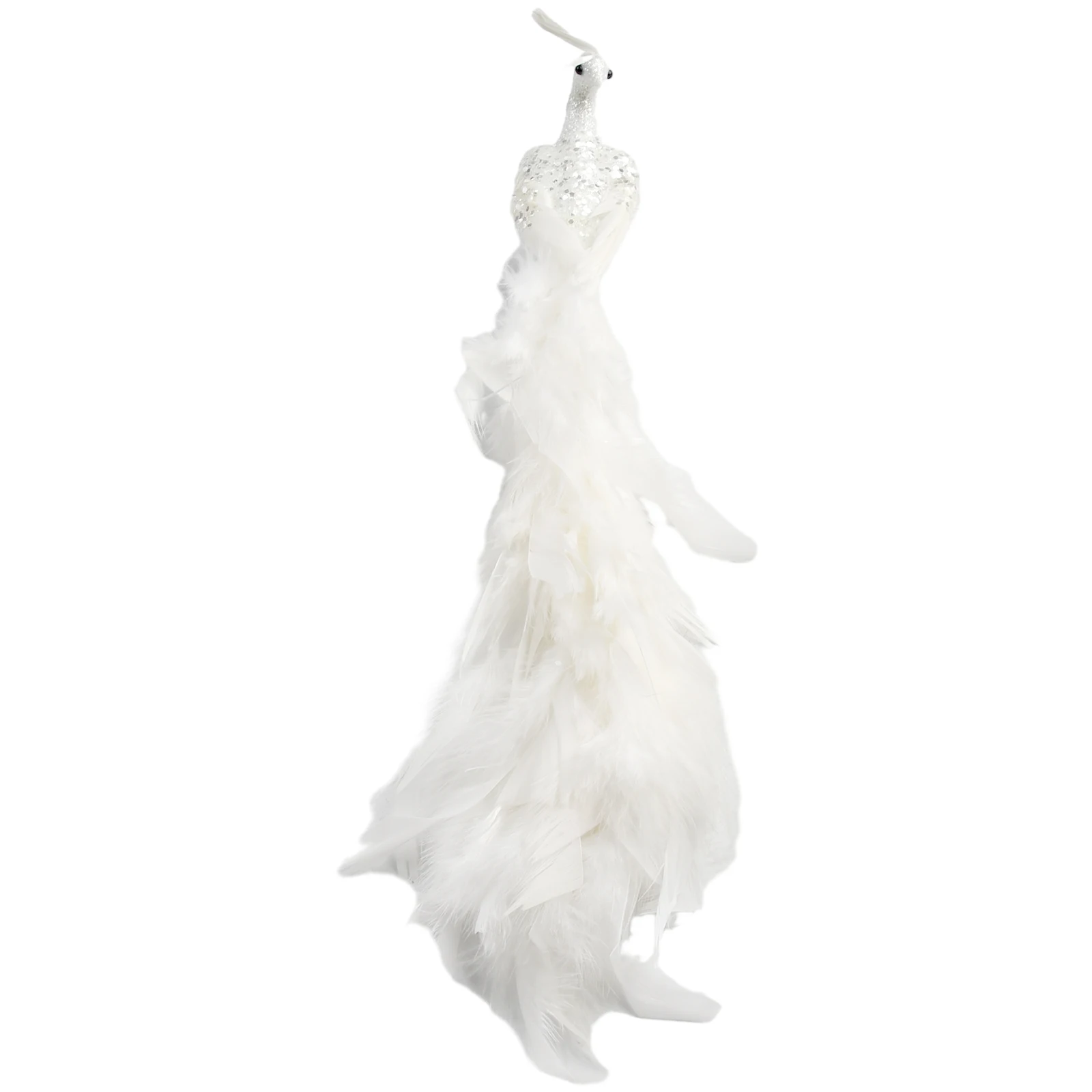 

Artificial White Peacock Ornament Christmas Tree Hanging Pendant Feathered Simulation Birds Wedding Home Decorations