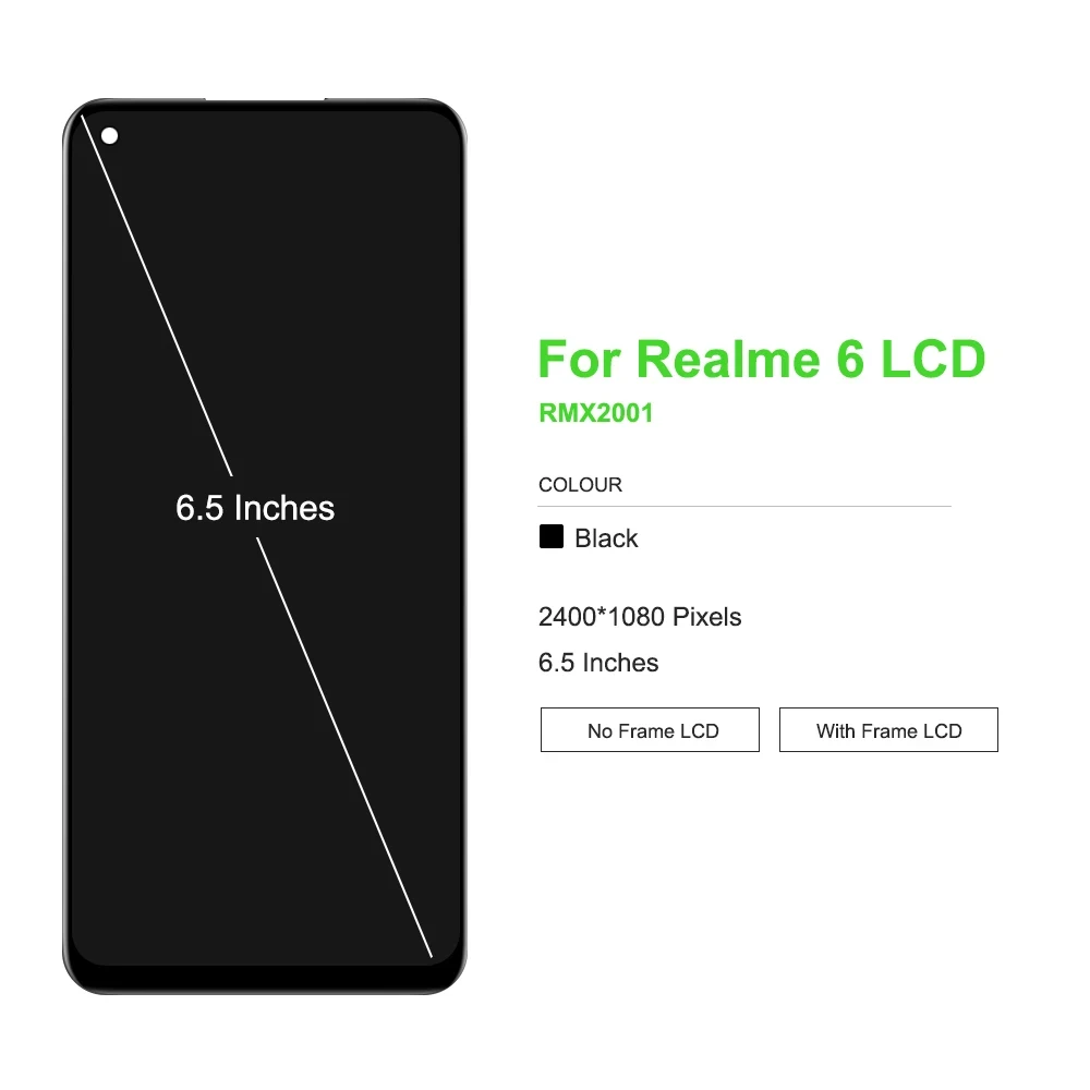 ִ LCD ÷ ġ ũ Ÿ  ü ǰ, Realme 6 RMX2001, 6.5 ġ